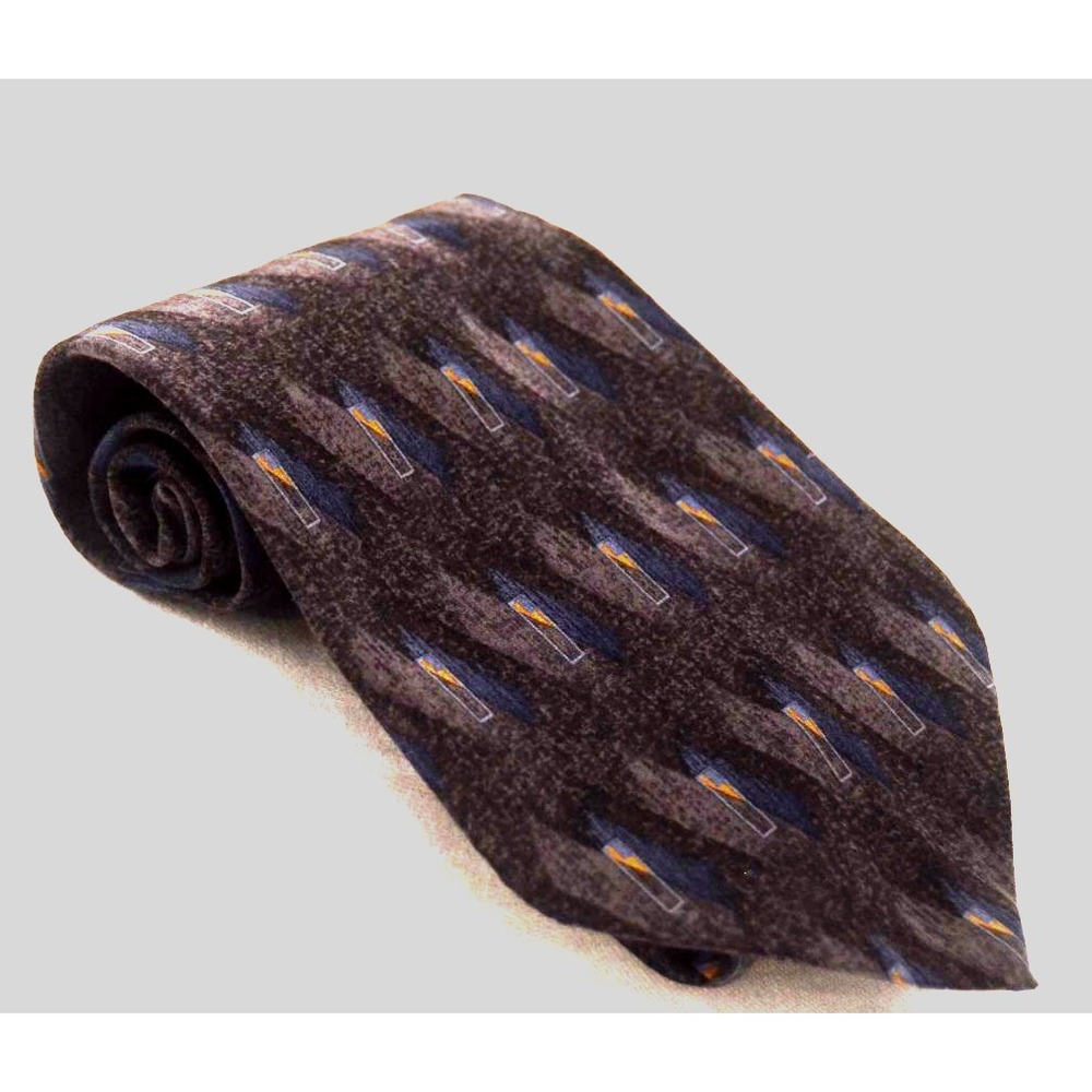 Geoffrey Beene Men's Tie 100% Silk Made in USA Gray & Blue